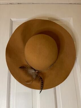 Vintage Boho Chic Brown Hat with Feather